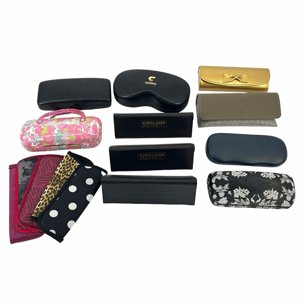 Lot of 15 Eyeglass Sunglasses Cases Sleeves Ralph Lauren Carrera Kirkland